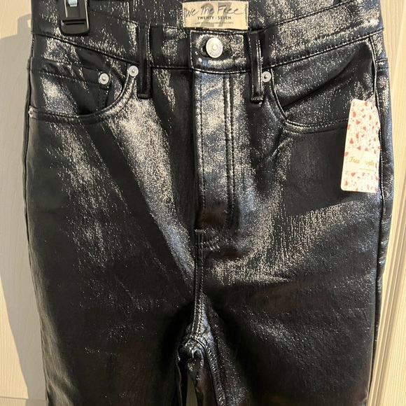 Free People Phoenix Coated Jeans Liquid Black NWT - Picture 6 of 16
